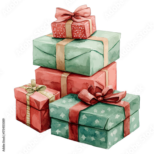 Christmas Gift Boxes Clipart: Festive Holiday Presents Stack
