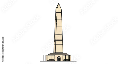 Geometric monument vector illustration featuring an obelisk shape with a pointed top and detailed base design