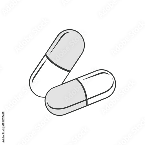 Two capsules medical treatment vector illustration on white background isolated