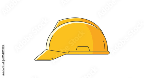 Isolated yellow hard hat for safety construction work on white background, engineer equipment protective gear  visual element