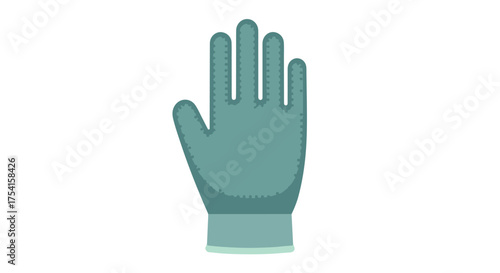 Stylized protection: single teal glove against pristine backdrop offering safety concept and industrial workwear with simple design and illustration