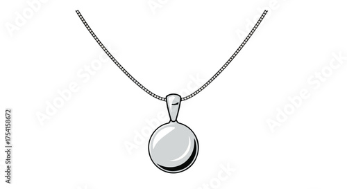 Elegant Silver Pendant Necklace: A Minimalist Design for Fashion and Accessory Concepts expressing classic allure and simple design