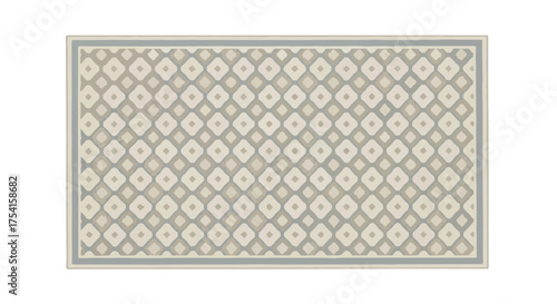 Neutral geometric motif rug, showcasing a calming color palette and rhythmic arrangement for interior design applications
