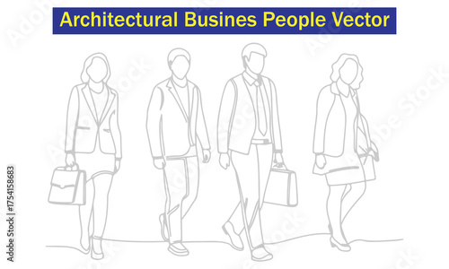 Architectural Business People Vector Professional Walking and Standing Silhouettes for Architectural Design