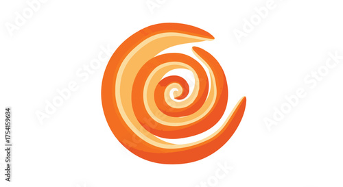 Dynamic orange spiral design evokes energy and movement with layered color shifts and fluid shapes adding abstract depth for graphic design