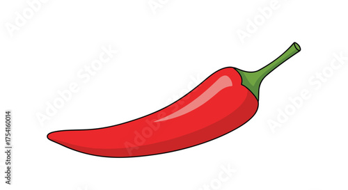 Illustrative red chili pepper with bright color and digital lines, a fiery culinary addition for various creative projects or food-related designs