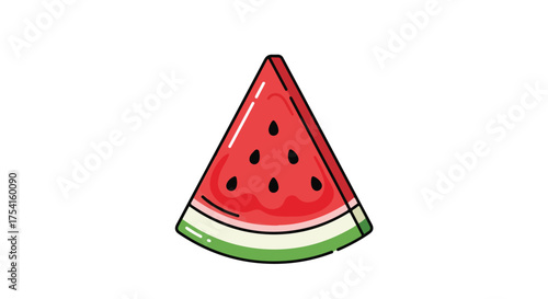 Vibrant Slice of Summer: An Eye-Catching Watermelon Illustration with Juicy Red Pulp and Contrasting Green Rind, Isolated on Clean Background