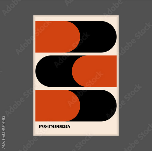 Poster inspired postmodern of vector abstract dynamic symbols with bold geometric shapes, useful for web background, poster art design, magazine front page, hi-tech print, cover artwork