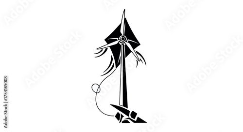 Modern wind turbine illustration symbolizing clean energy and innovation