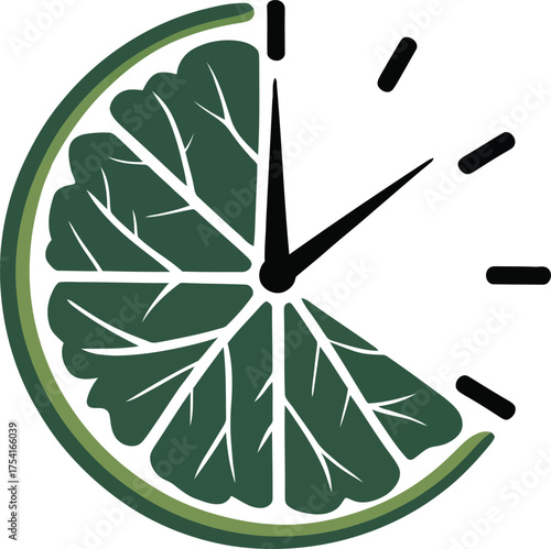 Healthy food time clock icon silhouette representing balanced diet and meal planning