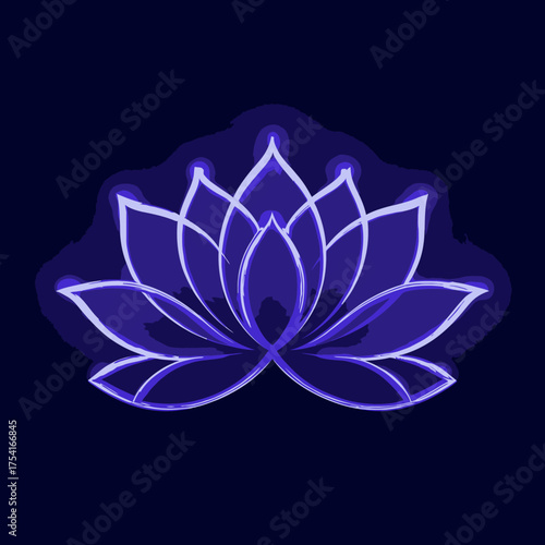 Ethereal Glowing Blue Lotus Flower Illustration for Spiritual Wellness, Meditation, and Yoga Practices - Serene Floral Design
