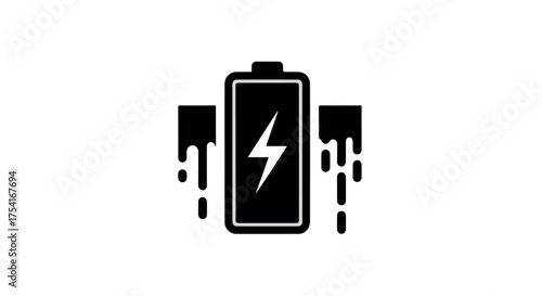 Icon of a battery charging with energy flowing outwards, symbolizing power and electricity.