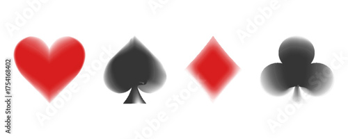 Paying cards halftone dots four Aces set of Spades, Hearts, Diamonds and Clubs. Poker cards suits. traditional shapes and authentic colors