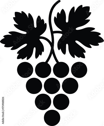 Stylized black grape cluster icon with a distinctive silhouette