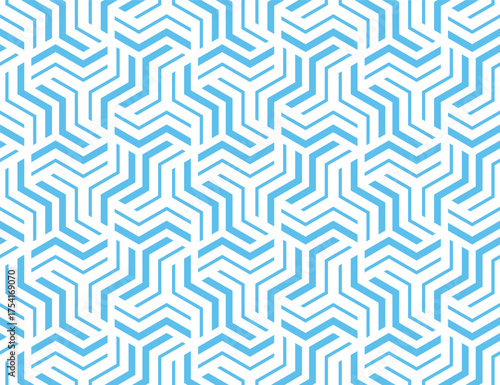 Abstract geometric pattern with stripes, lines. Seamless vector background. White and blue ornament. Simple lattice graphic design