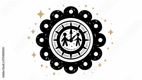 Two people holding hands on a clock face symbolizing connection and shared time