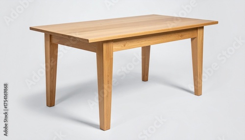 Wooden table isolated on white background simple vintage wooden desk with chair and stool in empty room