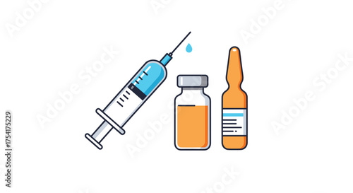 Medical injection for healthcare and vaccination against diseases with vials