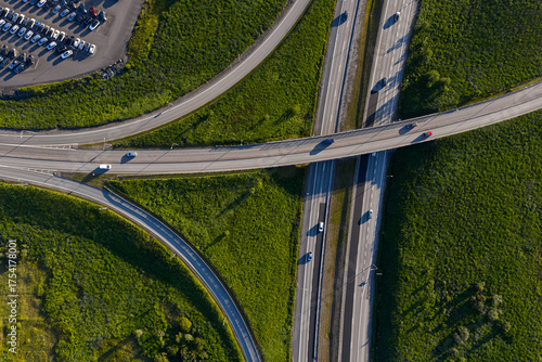Wallpaper Mural Aerial view showing highway interchange with traffic flow in reykjavik Torontodigital.ca