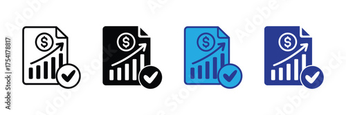 Financial report icon with upward trending graph and dollar sign, isolated on transparent background