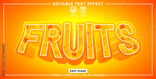 Editable graphic text effect fruits style