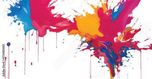 Abstract rainbow watercolor splash background with vivid colorful brush strokes and paint splatter texture for artistic design, modern creative layout, and aquarelle decorative pattern