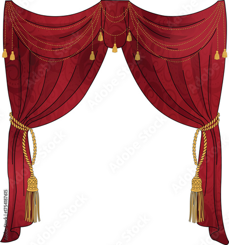  Floral Gold-Patterned Curtains for Grand Wedding Stage