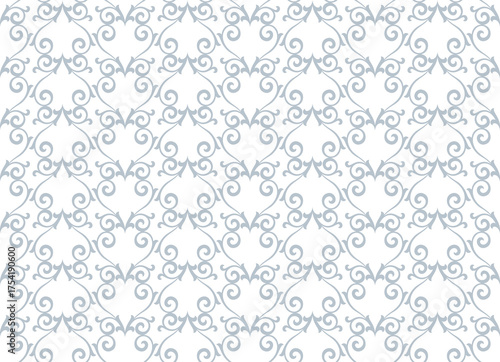 Floral pattern. Seamless vector background. Vintage wallpaper in the Baroque style. White and gray ornament for fabric, wallpaper, packaging. Ornate Damask flower illustration