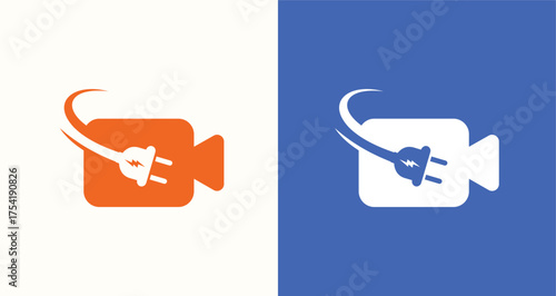 Video Camera Plug Streaming Media Power Logo

