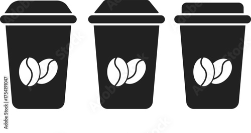 Paper Coffee Cup Icon Set. Hot Drink and Coffee Takeaway Symbols