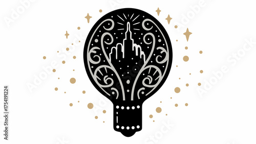 Creative modern lightbulb art portraying a cityscape, an elegant design full of hope and inspiration
