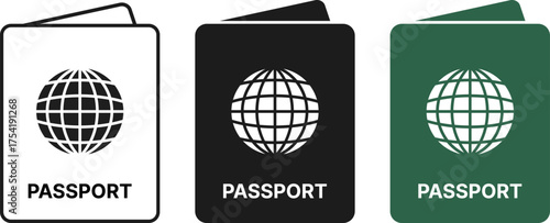 passport icon set. Immigration symbol. International travel visa sign