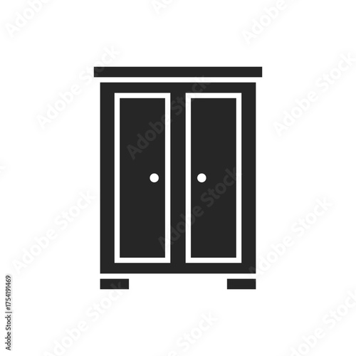 Wardrobe tall cabinet closet storage flat icon

