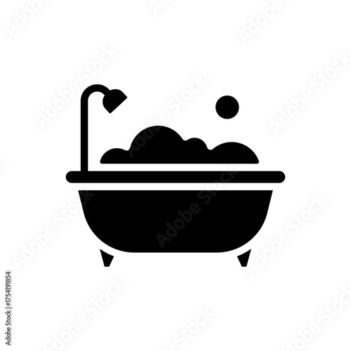 Bathtub bath tub water plumbing flat black icon
