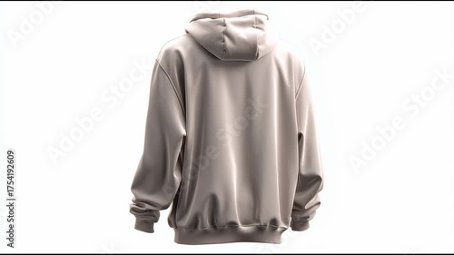 Hoodie with front pocket, plain color, isolated on white, soft natural lighting.