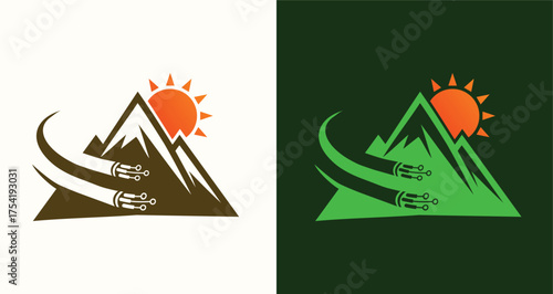 Cable Mountain Logo Set Tech Adventure and Energy Path Icons

