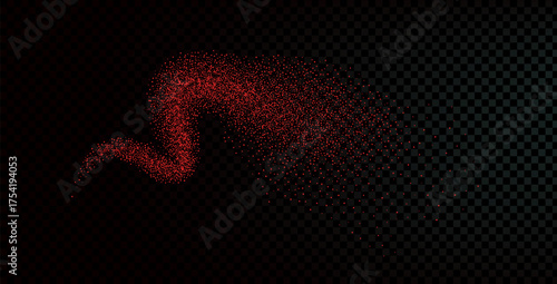 Noise gradation red pepper squiggle line shape. Grainy texture sweet paprika splash curvy element.
