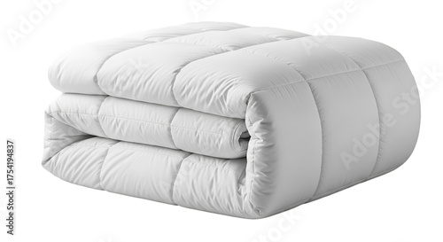 White Comforter Folded on Black Background