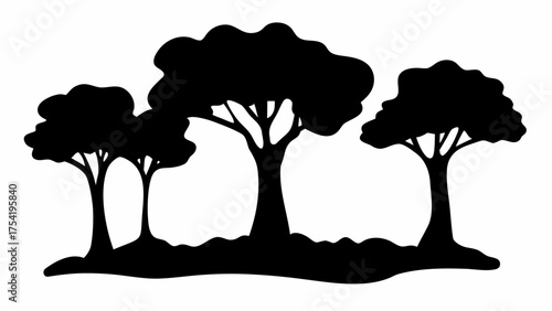 Elegant silhouette of a forest grove offers a peaceful, natural escape in a minimalist design