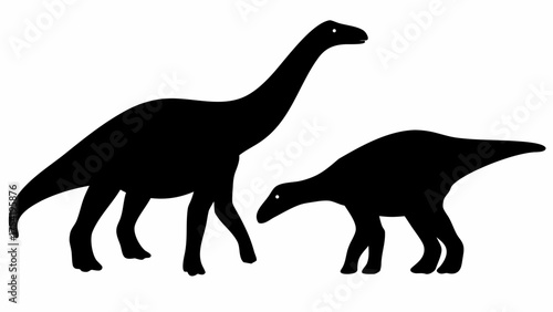 Dramatic dinosaur silhouette art depicting ancient creatures in simple graphic form, scalable vector design