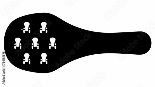 Modern abstract illustration of a group of tractors in formation, ideal for farming industry concepts