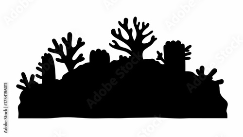 Striking coral reef silhouette with intricate details for underwater life concept art and ocean conservation themes