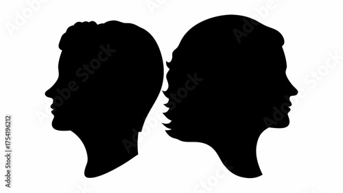 Two silhouetted faces facing each other in elegant contrast representing connection and relationships