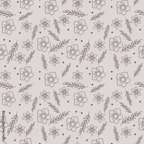 Elegant seamless floral pattern in hand drawn style. perfect for coloring pages, fabric design, wrapping paper, wallpaper, stationery, and minimalist backgrounds.
