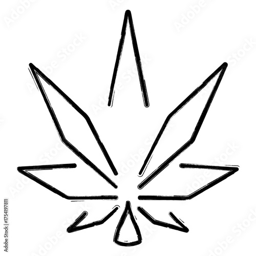 marijuana icon, brush strokes, vector illustration on white background.