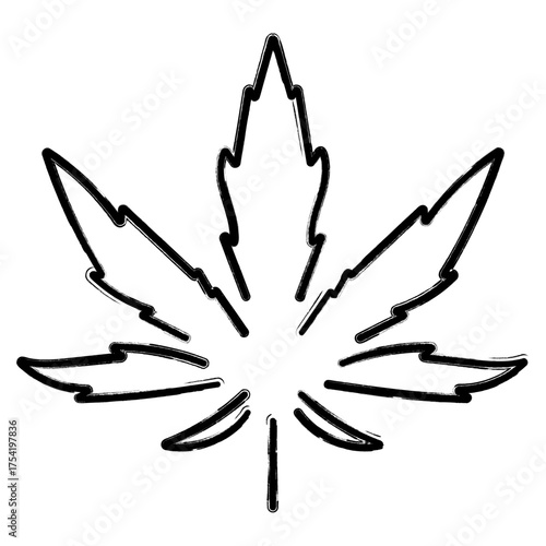 marijuana icon, brush strokes, vector illustration on white background.