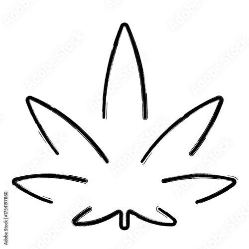 marijuana icon, brush strokes, vector illustration on white background.