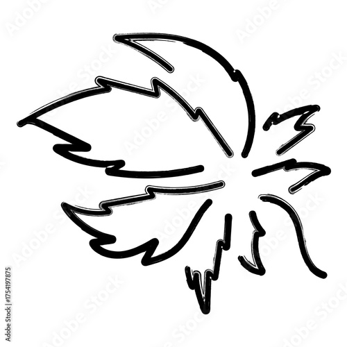 marijuana icon, brush strokes, vector illustration on white background.
