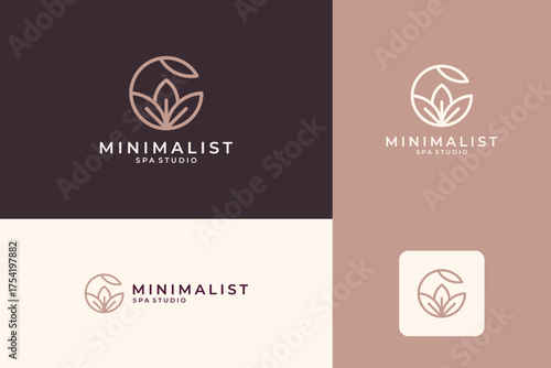 Luxury circle leaf or flower logo design. Usable for beauty spa, salon and skincare.