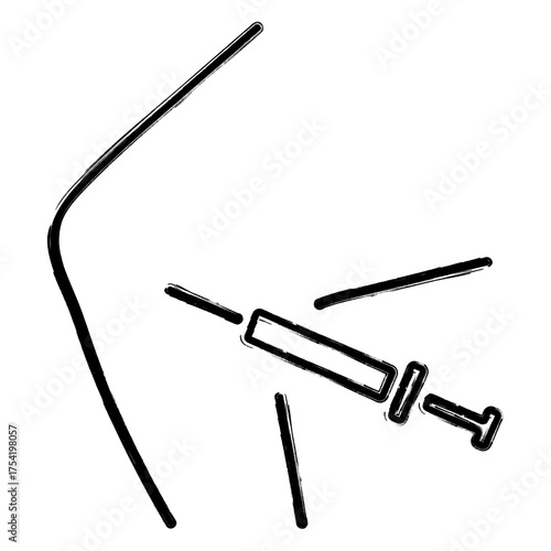 meniscal icon, brush strokes, vector illustration on white background.